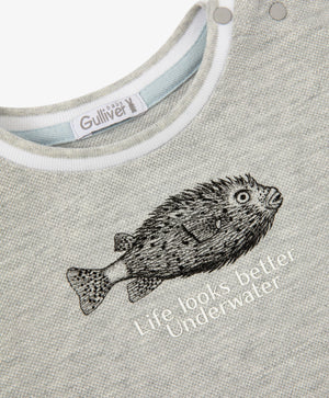 Gulliver Two-tone boys' long sleeve top with a layered-look print