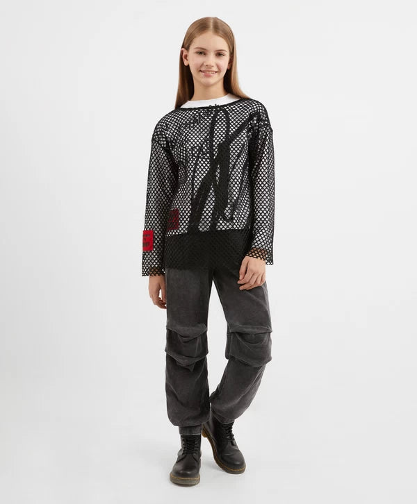 Gulliver Grey Jogger Sweatpants from Washed French Terry for Girls