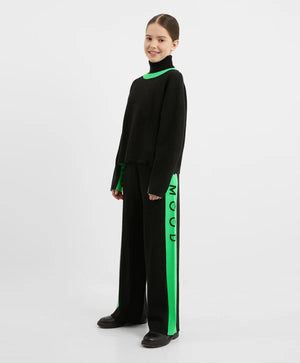 Gulliver Black Knitted Trousers with Green Side Stripes