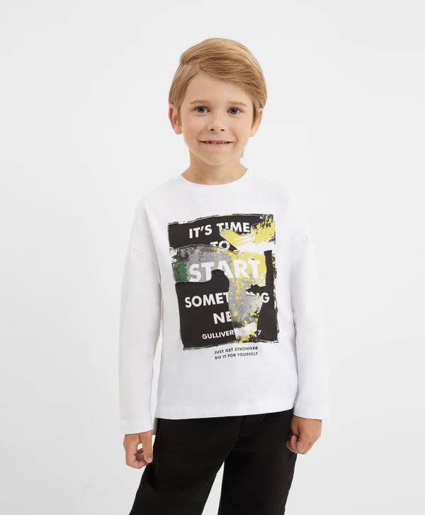 Gulliver White Long Sleeve with Print for Boys