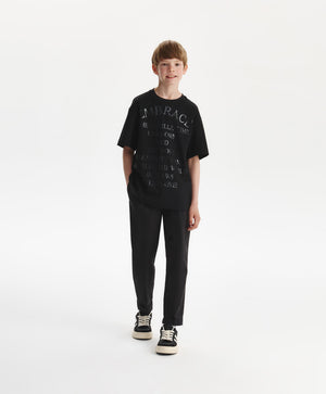 Gulliver Boys Black Mercerized Cotton Short-Sleeve T-Shirt-Rose Quartz