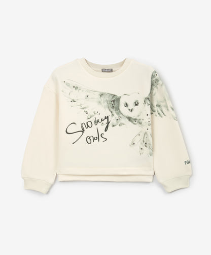 Gulliver Sweatshirt Milky color for Girls Mini - Polar Owl