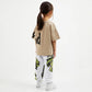 Gulliver White Knitted Jogger Pants with Asymmetrical Print for Girl Mini-Ecuador