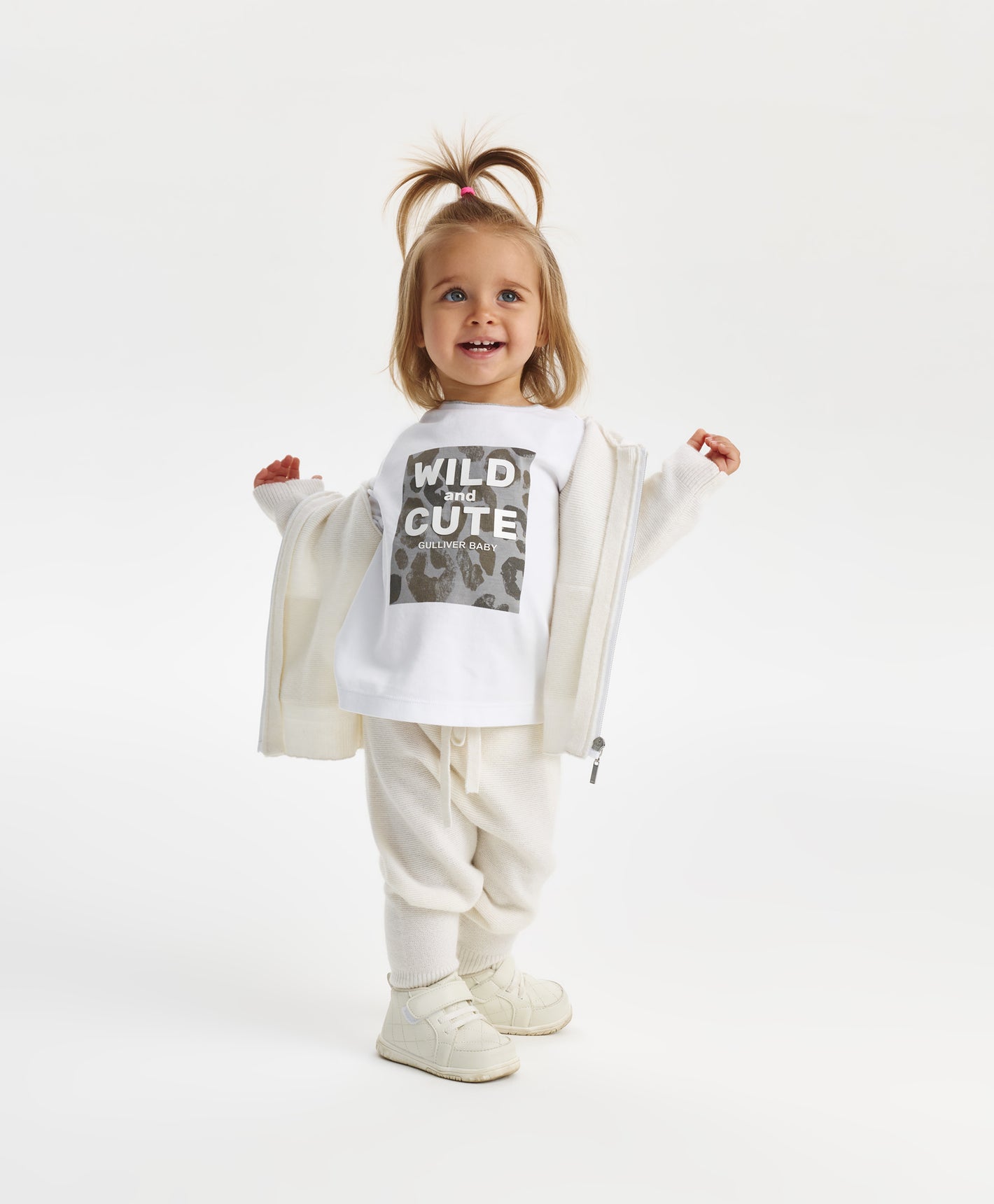 Gulliver Trousers White for Girls Baby-Snow Leopard