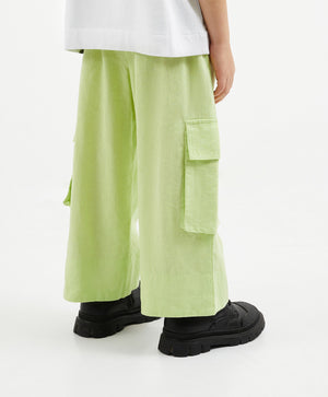 Gulliver Light Green Linen Cargo Pants for Girl Mini-Ecuador