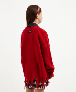 Gulliver Red Sweater for Gilr Junior-Hot Heart