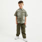 Gulliver Khaki Short-Sleeve Shirt with Print for Boy Mini