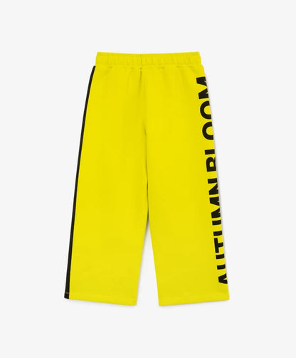 Gulliver Yellow Straight-Fit Knit Trousers with Side Stripes for Girls