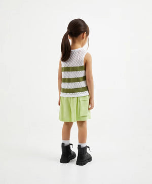 Gulliver Light Green Linen Cargo Shorts for Girl Mini-Ecuador