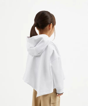 Gulliver  White Oversized Hoodie with Uneven Hemline for Girl Mini-Ecuador