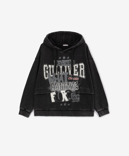 Gulliver Gray Jersey Hooded sweatshirt oversize Look for Boys