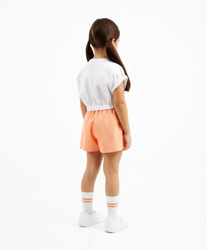 Gulliver Cropped Short-Sleeve White T-Shirt for Girl Mini-Court