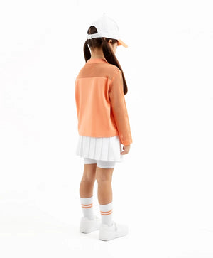 Gulliver Long-Sleeve Coral T-Shirt with Mesh Panels for Girl Mini-Court