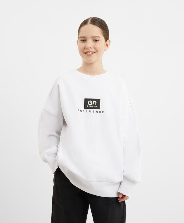 Gulliver White Oversized Sweatshirt for Girls