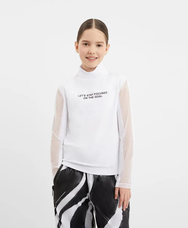 Gulliver White Turtleneck with Sleeve Detailing for Girls