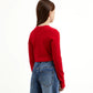 Gulliver Red Cropped Rib Long Sleeve T-shirts for GIrl Junior-Hot Heart