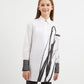 Gulliver Longline Shirt with Monoprint in White for Girls