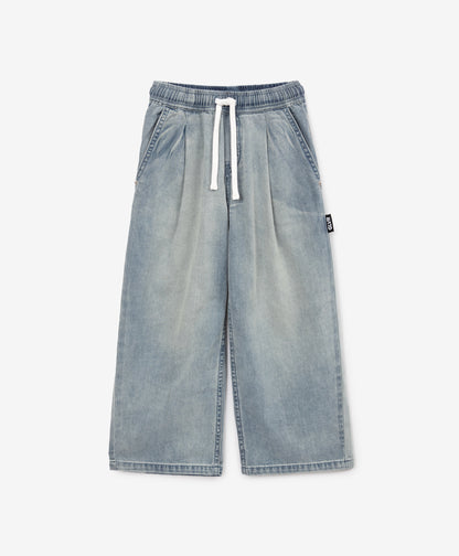 Gulliver Light Blue Wide Leg Denim Pants with Elastic Waist for Girl Mini-Smoothie