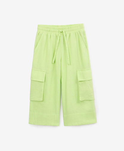 Gulliver Light Green Linen Cargo Pants for Girl Mini-Ecuador