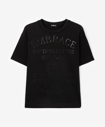 Gulliver Boys Black Mercerized Cotton Short-Sleeve T-Shirt-Rose Quartz