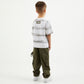 Gulliver White Striped Short Sleeve T-shirt for Boy Mini-Expedition
