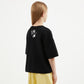 Gulliver Black Oversized Mercerized Interlock T-shirt for Girl Junior-Arboretum
