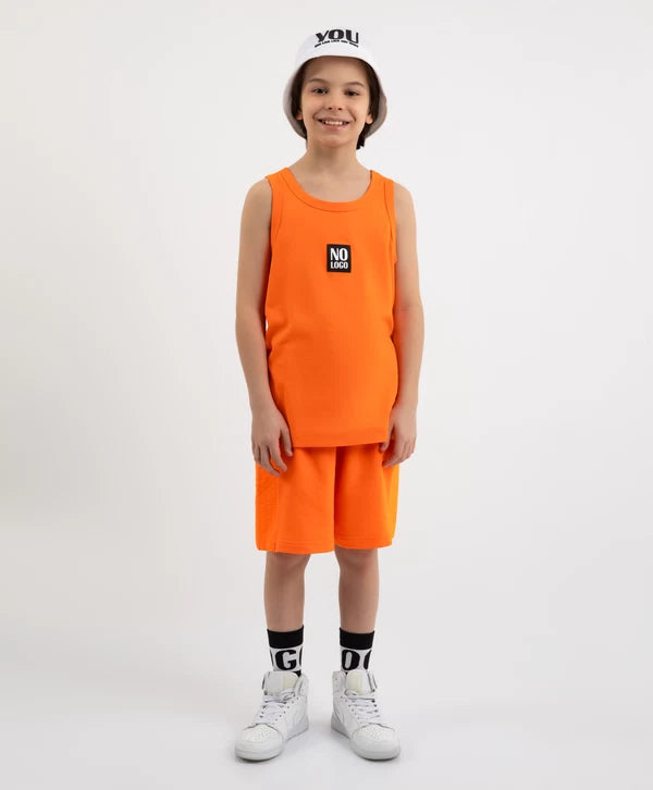 شورت Gulliver Orange Fleece Shorts بحواف متباينة للأولاد