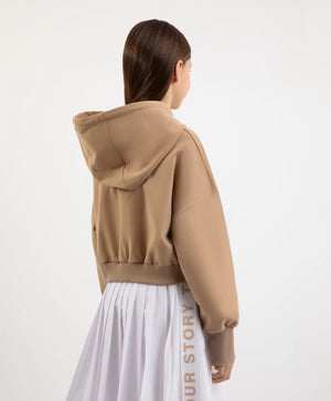 Gulliver Beige Cropped Hoodie with Bold Print for Girls