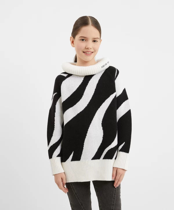 Gulliver Black & White Knitted Sweater with Oversized Collar
