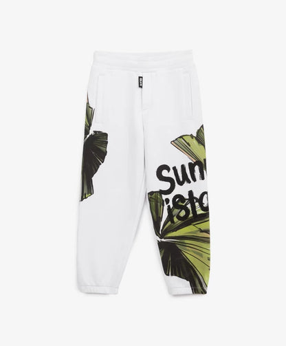 Gulliver White Knitted Jogger Pants with Asymmetrical Print for Girl Mini-Ecuador