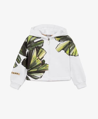 Gulliver White Zip up Hoodies for Girl Mini-Ecuador