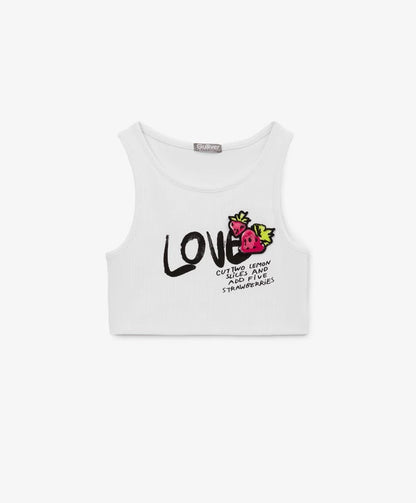 Gulliver White Crop Tank Top for Girl Mini-Smoothie