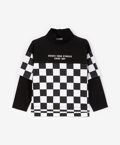 Gulliver Turtleneck Black and white for Boys Mini-Drafting