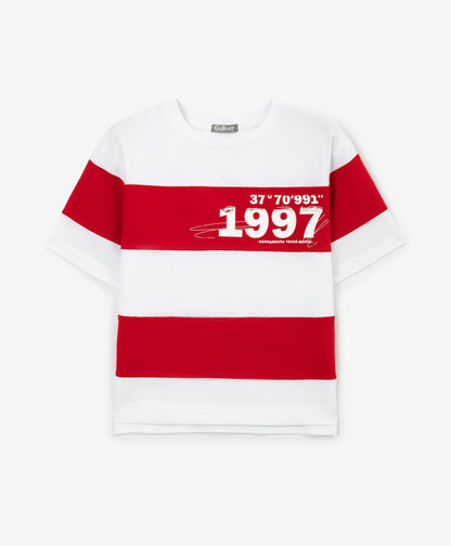 Gulliver White,Red Short Sleeve T-shirt for Boy Mini-Lighthouse