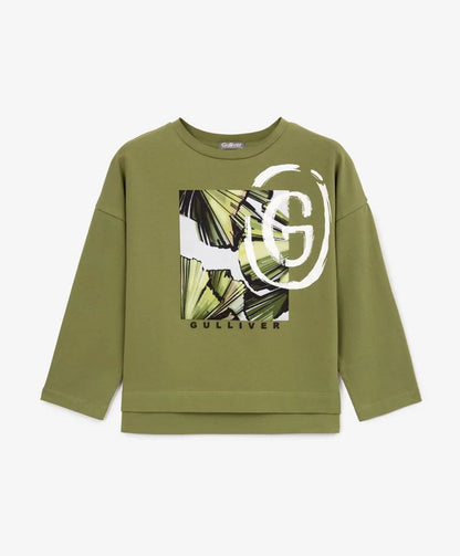 Gullliver Loose-Fit Long Sleeve T-shirt Green for Girl Mini-Ecuador