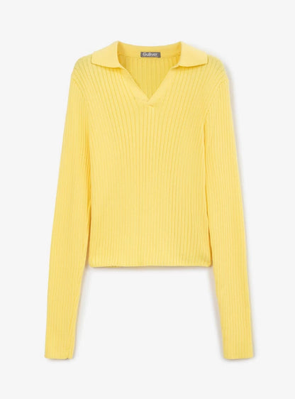 Gulliver Yellow Knitted Long Sleeve Polo for Girl Junior-Arboretum