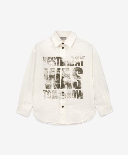 Gulliver White Poplin Shirt with Crushed Effect for Boy Mini-Expedition