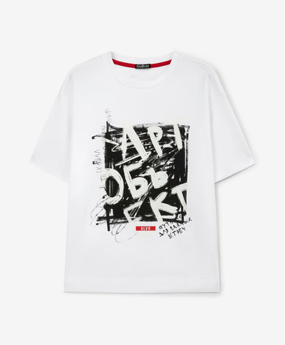 Gulliver White Short Sleeve T-shirt for Boy Party-Art Object
