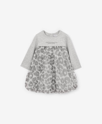 Gulliver Dress Gray for Girls Baby-Snow Leopard