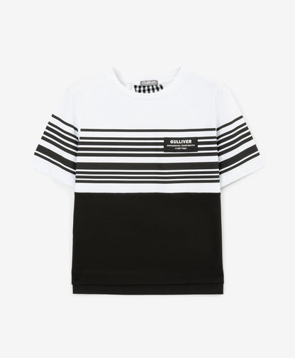 Gulliver Black and White Short Sleeve T-shirt for Boy Mini-Lighthouse