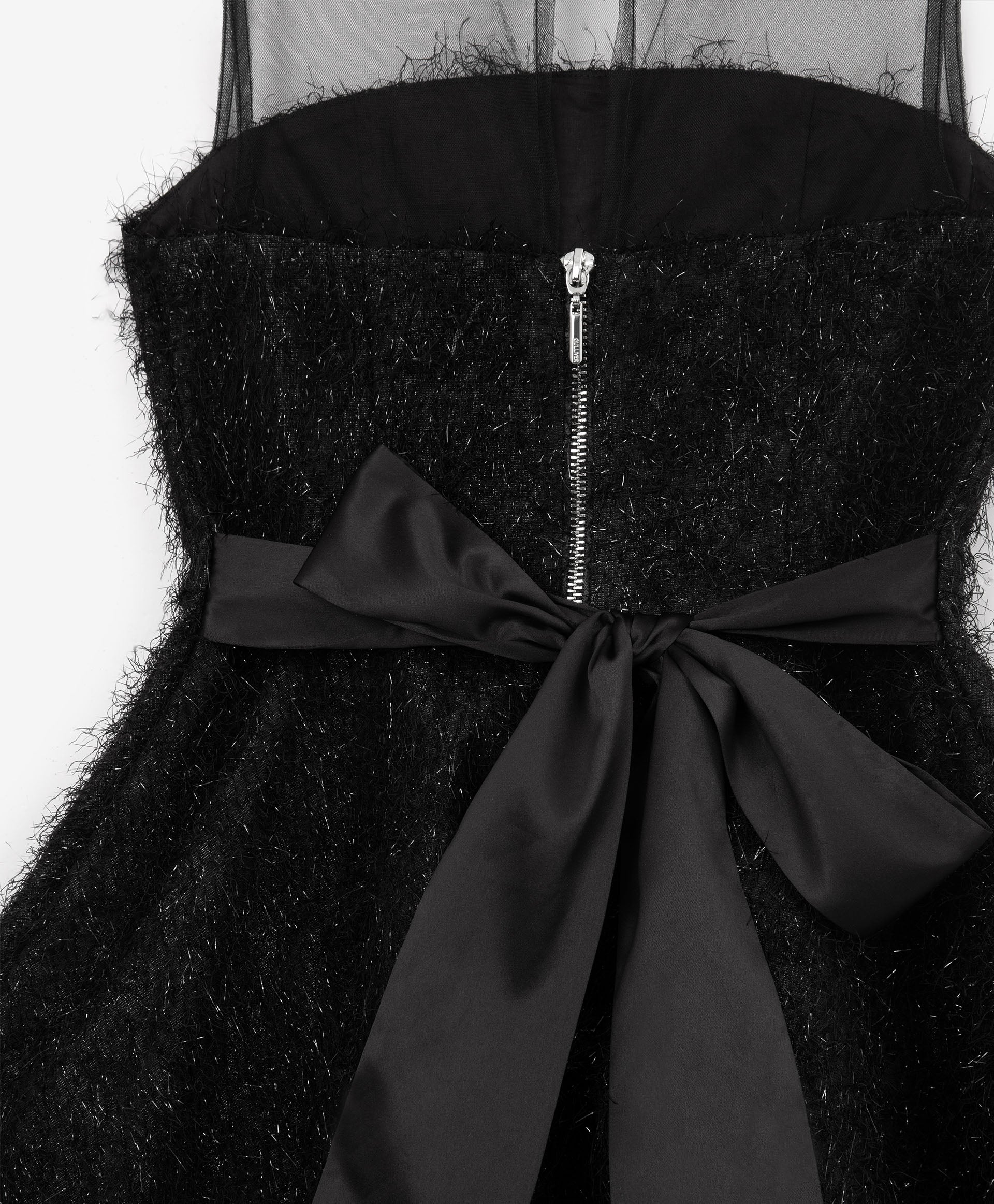 Girls' Fitted Black Dress with Mesh and Lurex Fabric by Gulliver Girls' Fitted Black Dress with Mesh and Lurex Fabric by Gulliver