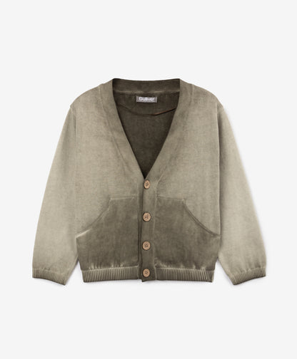 Gulliver Khaki Cardigan with Uneven Dye Effect for Boy Mini-Expedition
