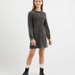 Gulliver Girls' Gray Long-Sleeve French Terry Dress with Washed Effect
