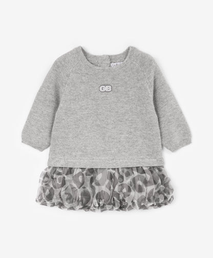 Gulliver Dress Gray for Girls Baby-Snow Leopard