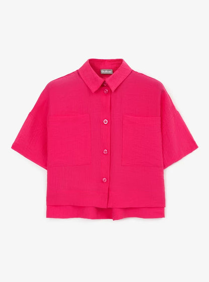 Gulliver Pink Short Sleeve Soft Cotton Shirt for Girl Mini-Smoothie