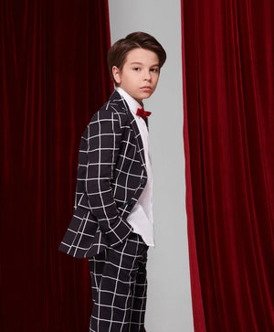 Gulliver Black Checked Textile Blazer for Boys