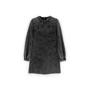 Gulliver Girls' Gray Long-Sleeve French Terry Dress with Washed Effect