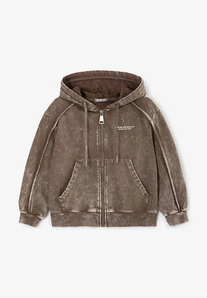 Gulliver Brown Hooded Sweatshirt With Zipper for Boys - Mini