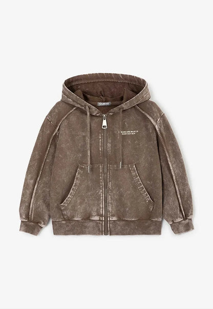 Gulliver Brown Hooded Sweatshirt With Zipper for Boys - Mini